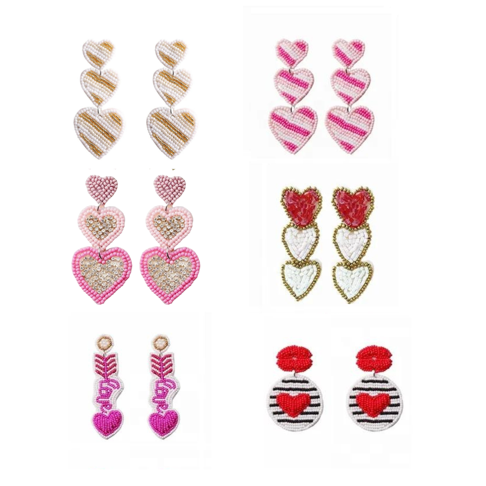 Beaded Valentine's Heart Earrings - The Gold Cactus