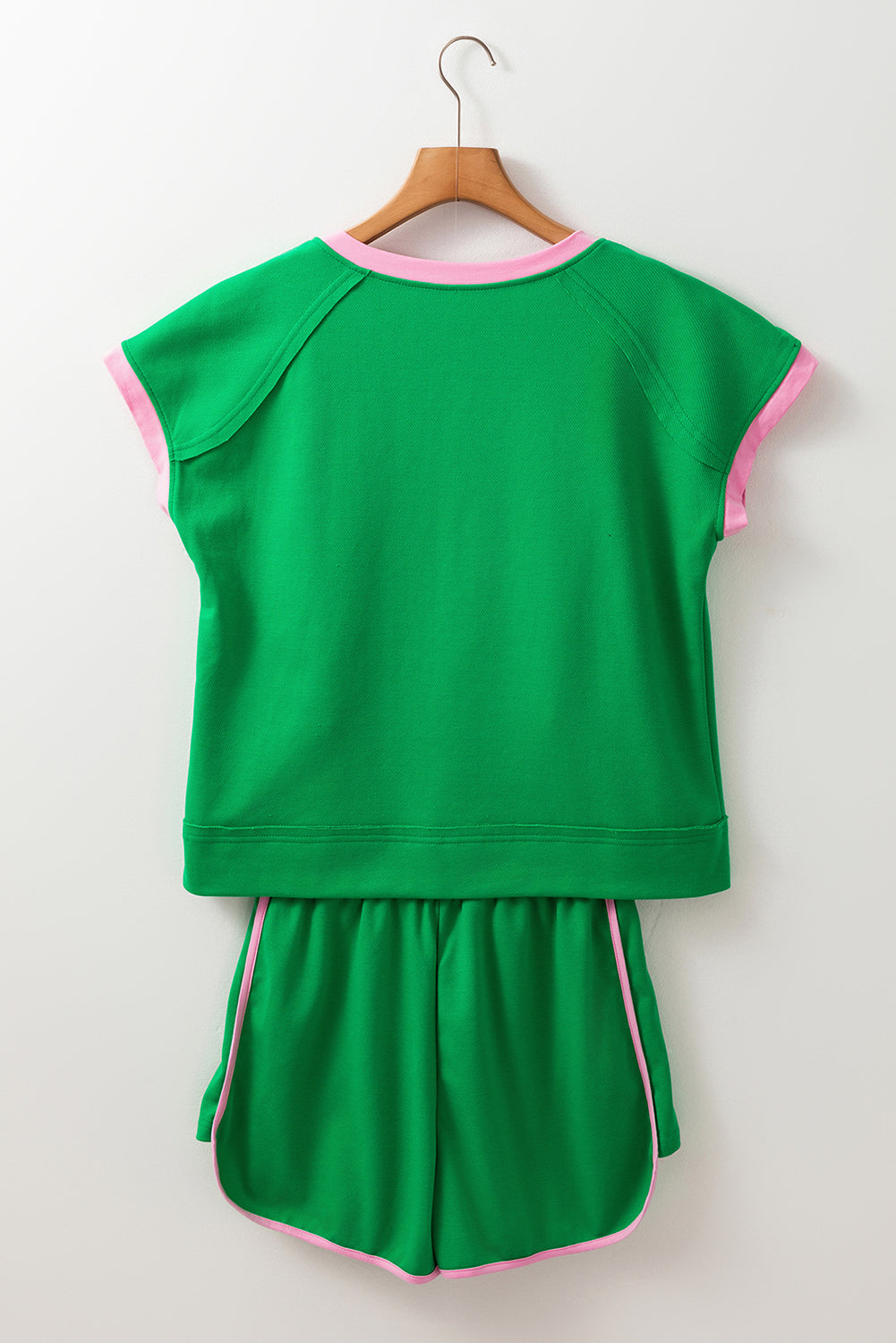 Araceli Two Tone Textured Tee and Shorts Set - Threaded Pear