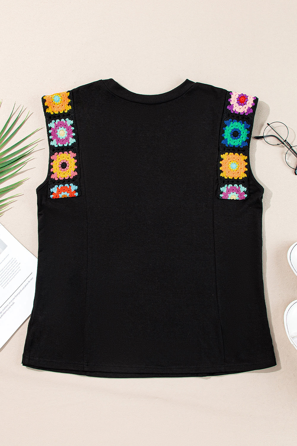 Kelly Floral Crochet Casual Tank Top - Threaded Pear