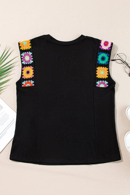 Kelly Floral Crochet Casual Tank Top - Threaded Pear
