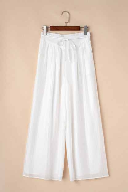 Jessie Casual Tie Waist Pleated Wide Leg Pants - Threaded Pear