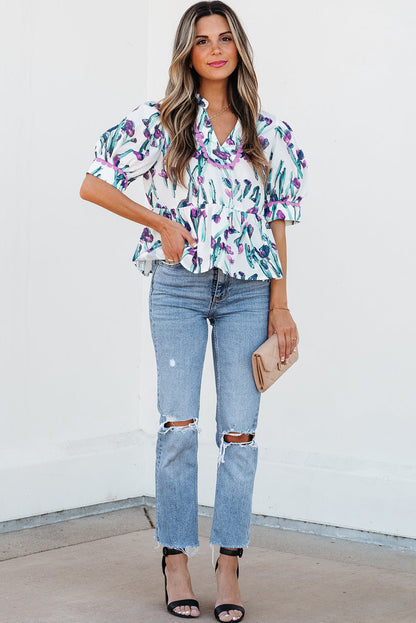 Raelyn Floral Ricrac Trim Top