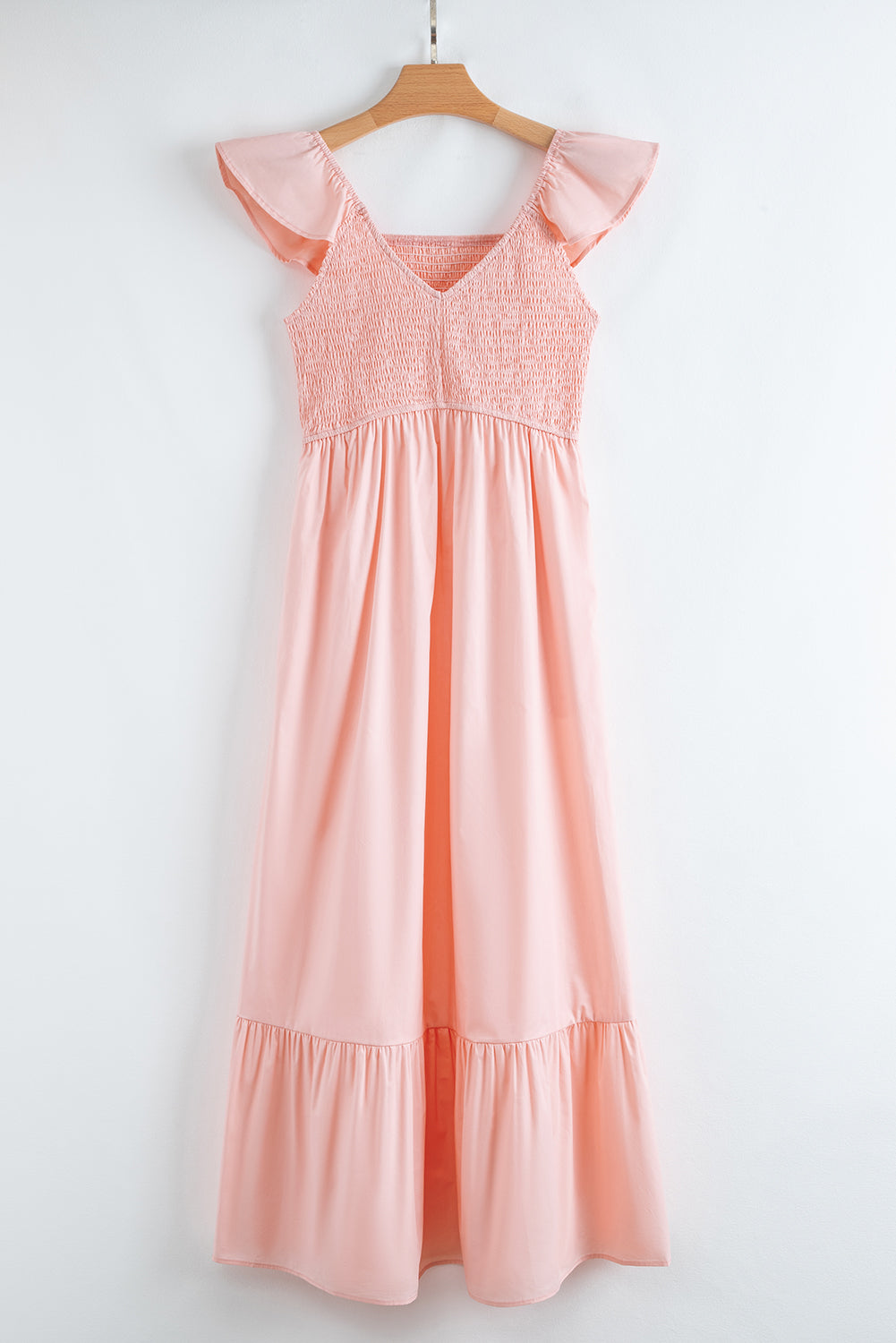 Ashlyn Flutter Sleeve Smocked Bodice Maxi Dress - Threaded Pear