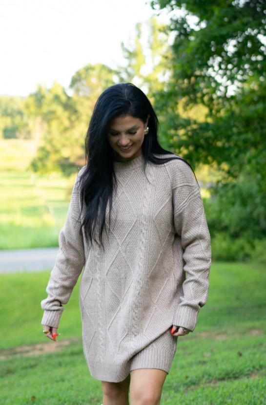 Aura Cable Knit Sweater Dress