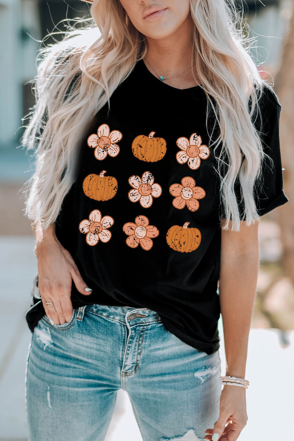 Molly Pumpkin Flower Graphic Top - Threaded Pear