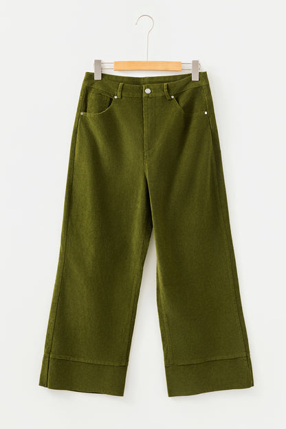 Juliette Green Corduroy Wide Leg Pants