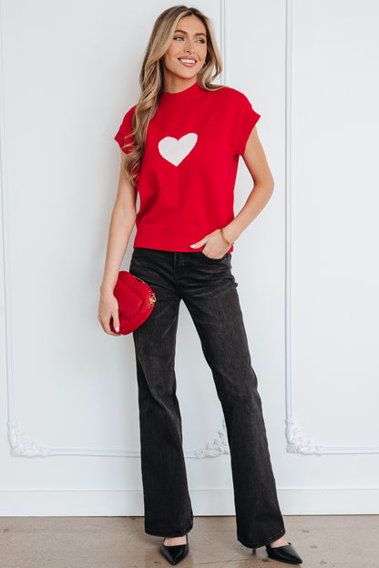 Amore Valentine Heart Short Sleeve Sweater - The Gold Cactus