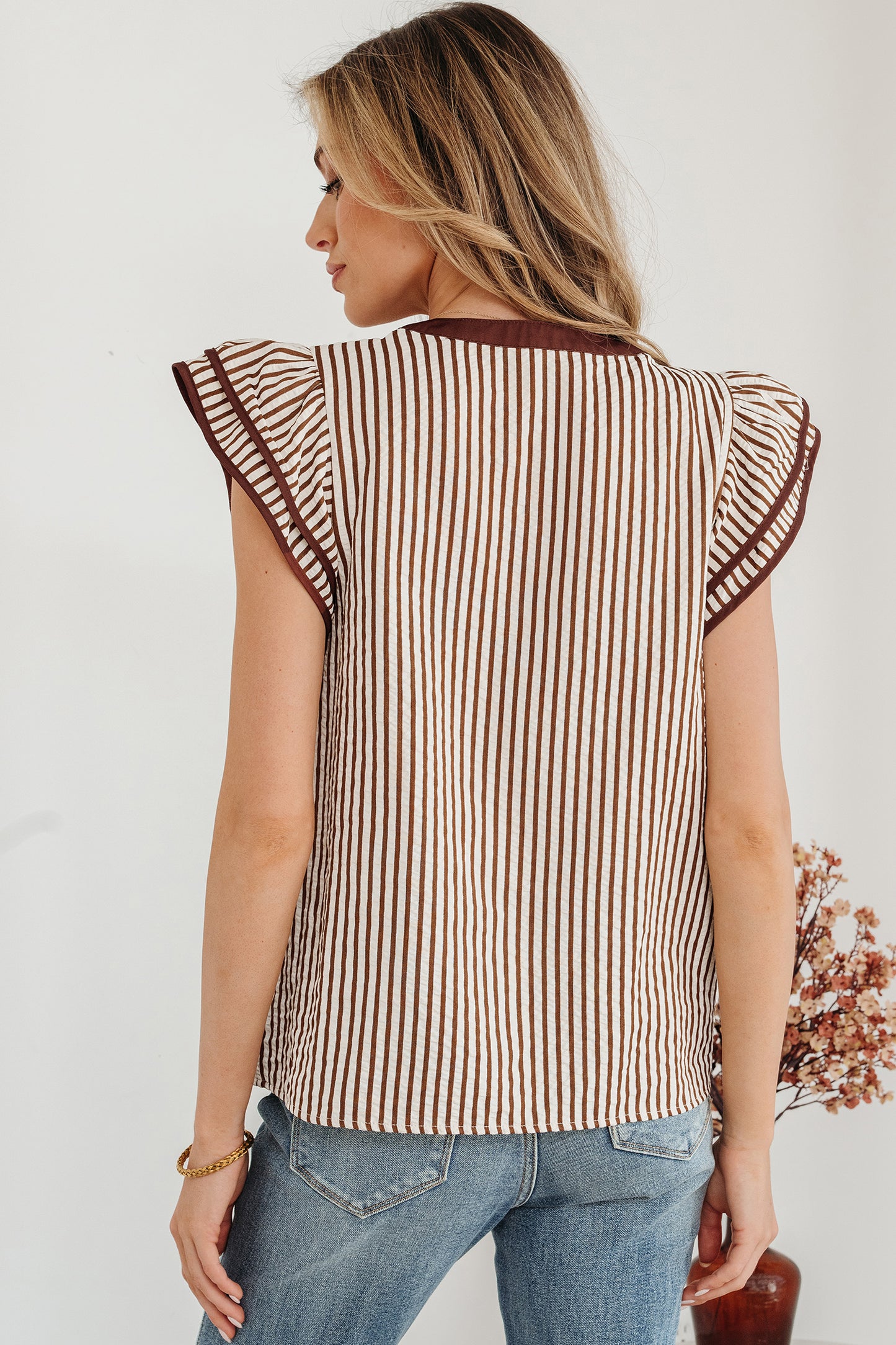 Sara Ruffled Short Sleeve Blouse - The Gold Cactus