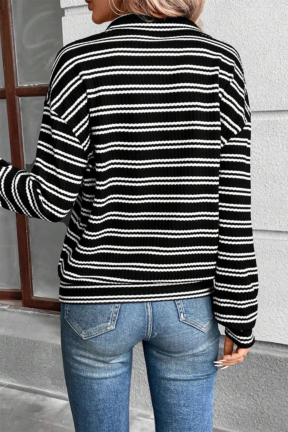 Oaklynn Black Striped Long Sleeve Top - The Gold Cactus