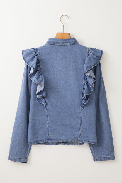 Trinity Denim Ruffled Casual Top