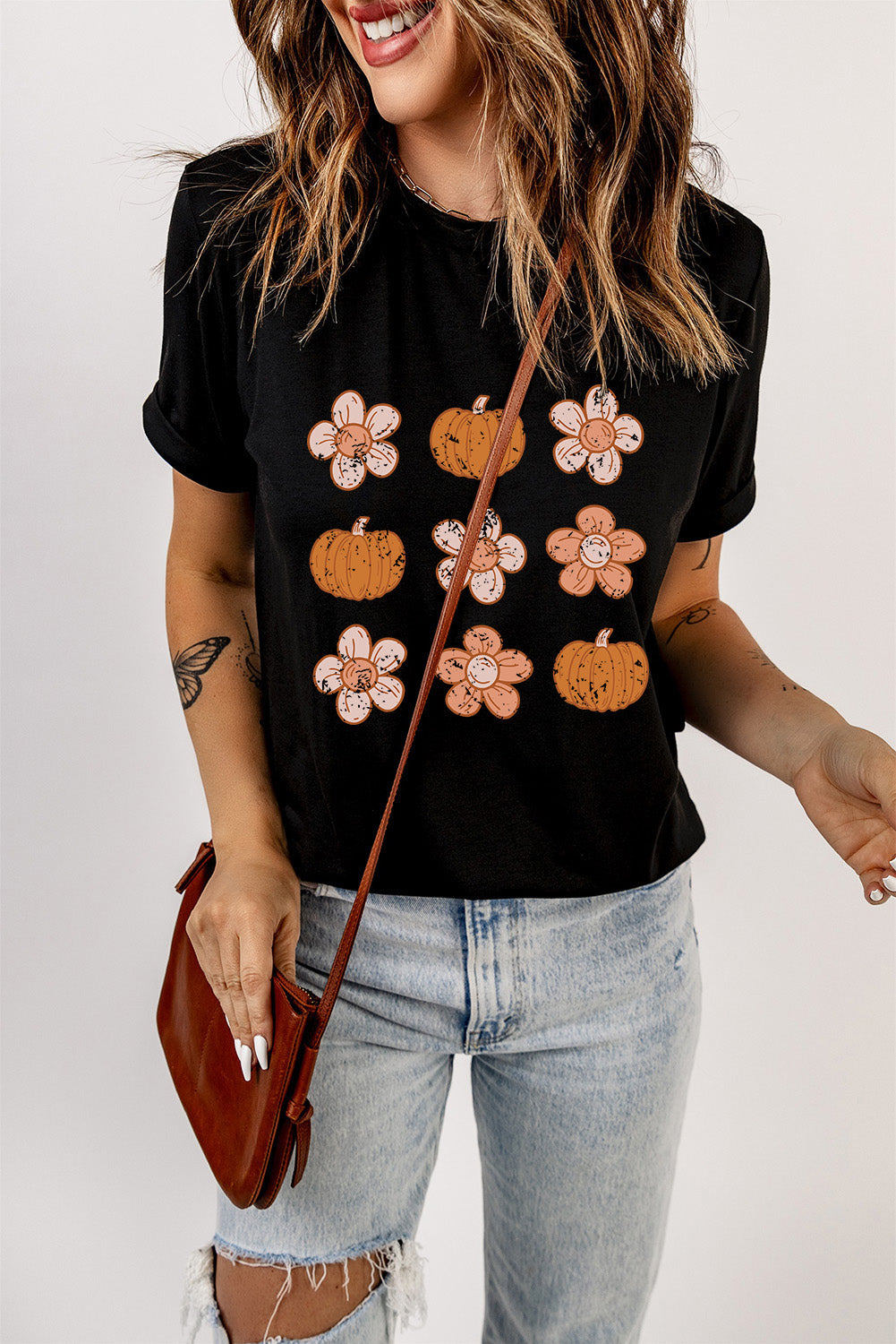 Molly Pumpkin Flower Graphic Top - Threaded Pear