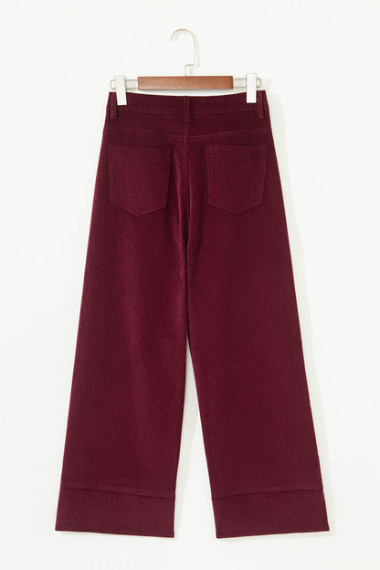 Juliette Burgundy Corduroy Wide Leg Pants