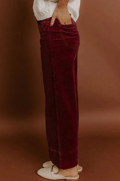 Juliette Burgundy Corduroy Wide Leg Pants