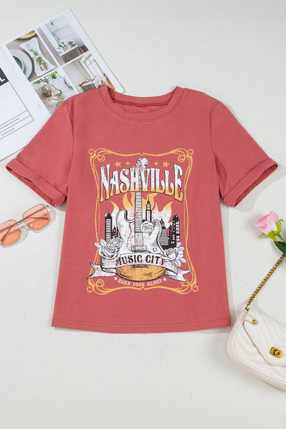 Nashville Music City Retro Fashion Tee - Threaded Pear