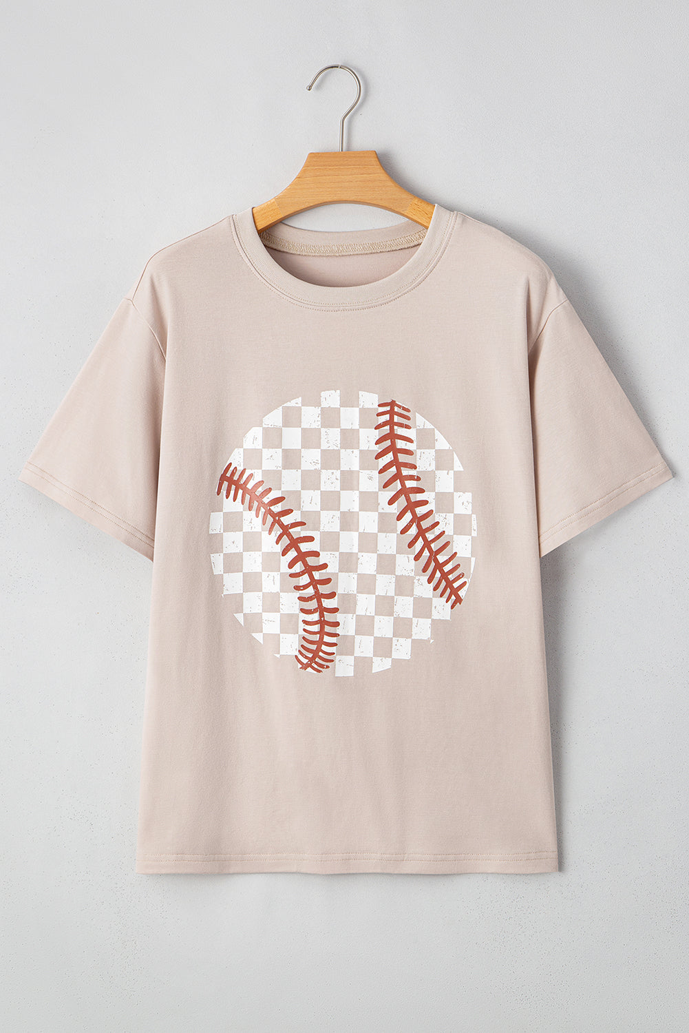 Checkered Baseball Graphic Tee - Threaded Pear