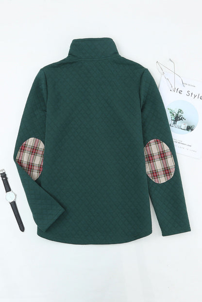 Zara Texture Plaid Trim Sweatshirt