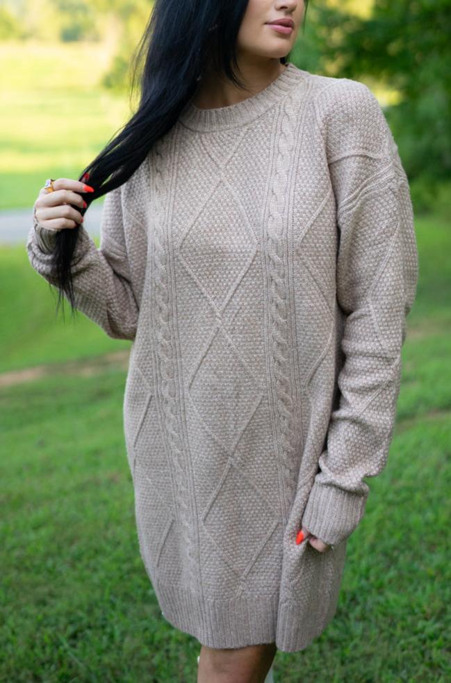 Aura Cable Knit Sweater Dress