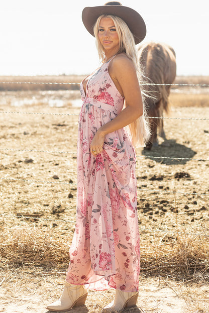 Jenesis Floral Pleated Maxi Dress - Threaded Pear