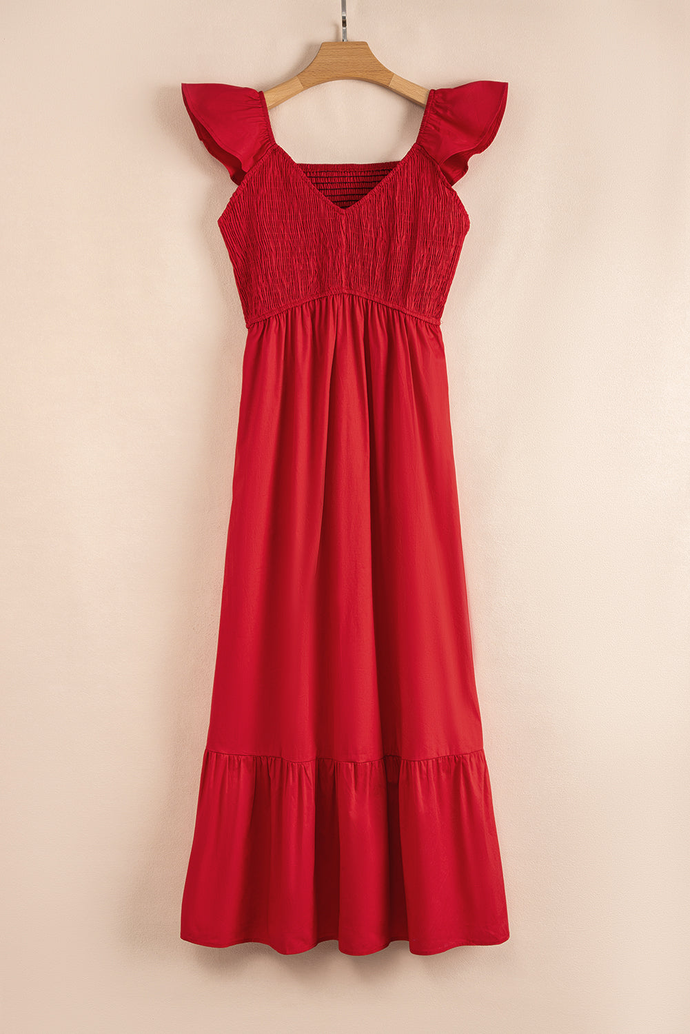 Ashlyn Flutter Sleeve Smocked Bodice Maxi Dress - Threaded Pear
