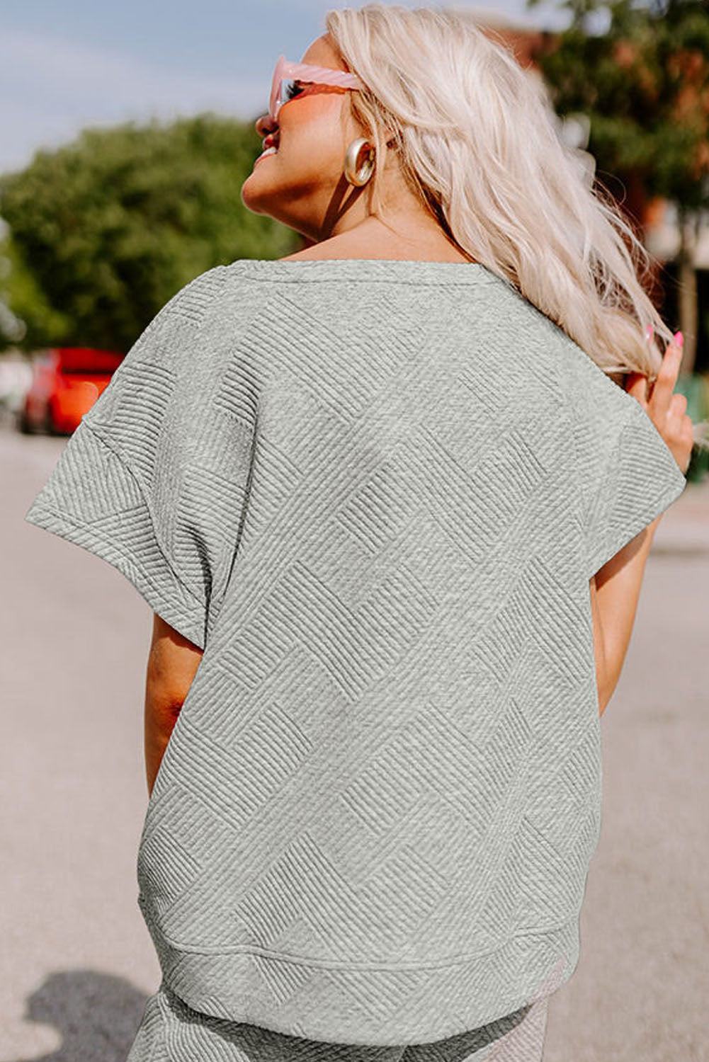 Black Textured Loose Fit T Shirt and Drawstring Pants Set - The Gold Cactus