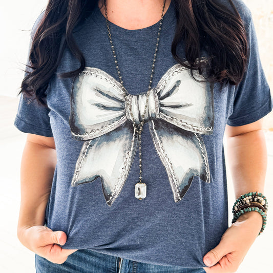 Denim Bow Graphic Tee