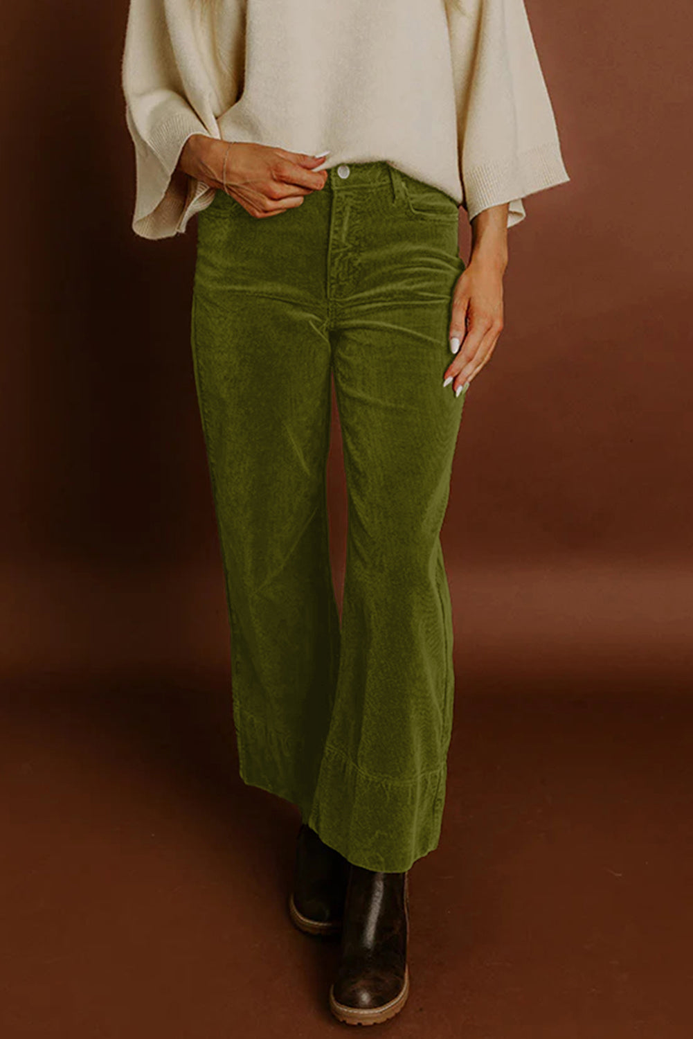 Juliette Green Corduroy Wide Leg Pants