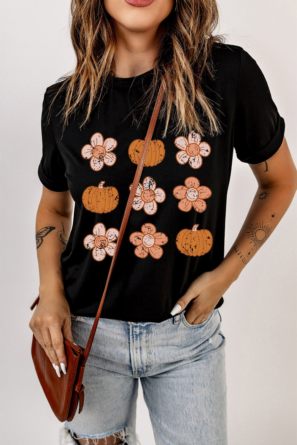 Molly Pumpkin Flower Graphic Top - Threaded Pear