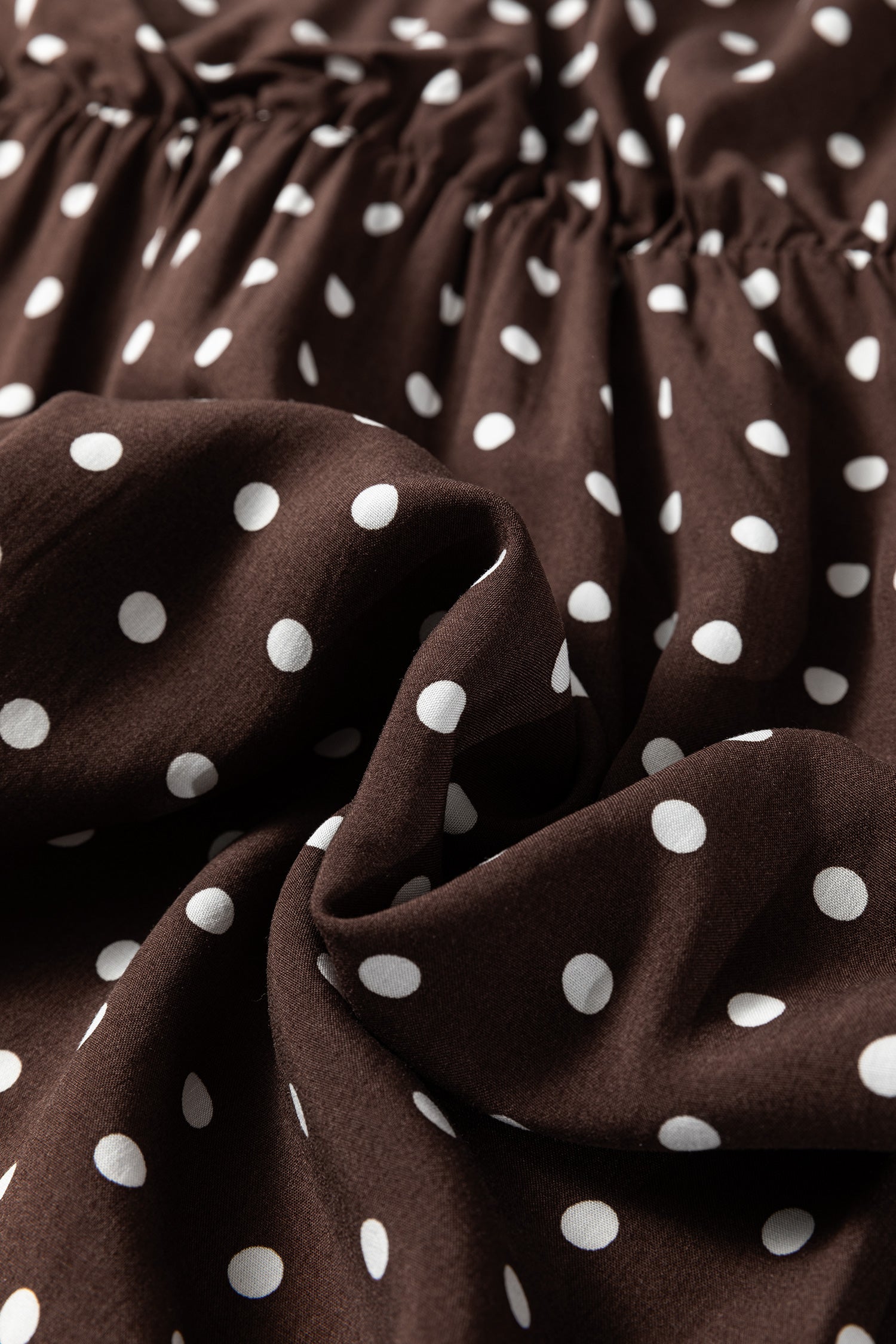 Kennedy Coffee Polka Dot Long Sleeve Mini Dress - The Gold Cactus