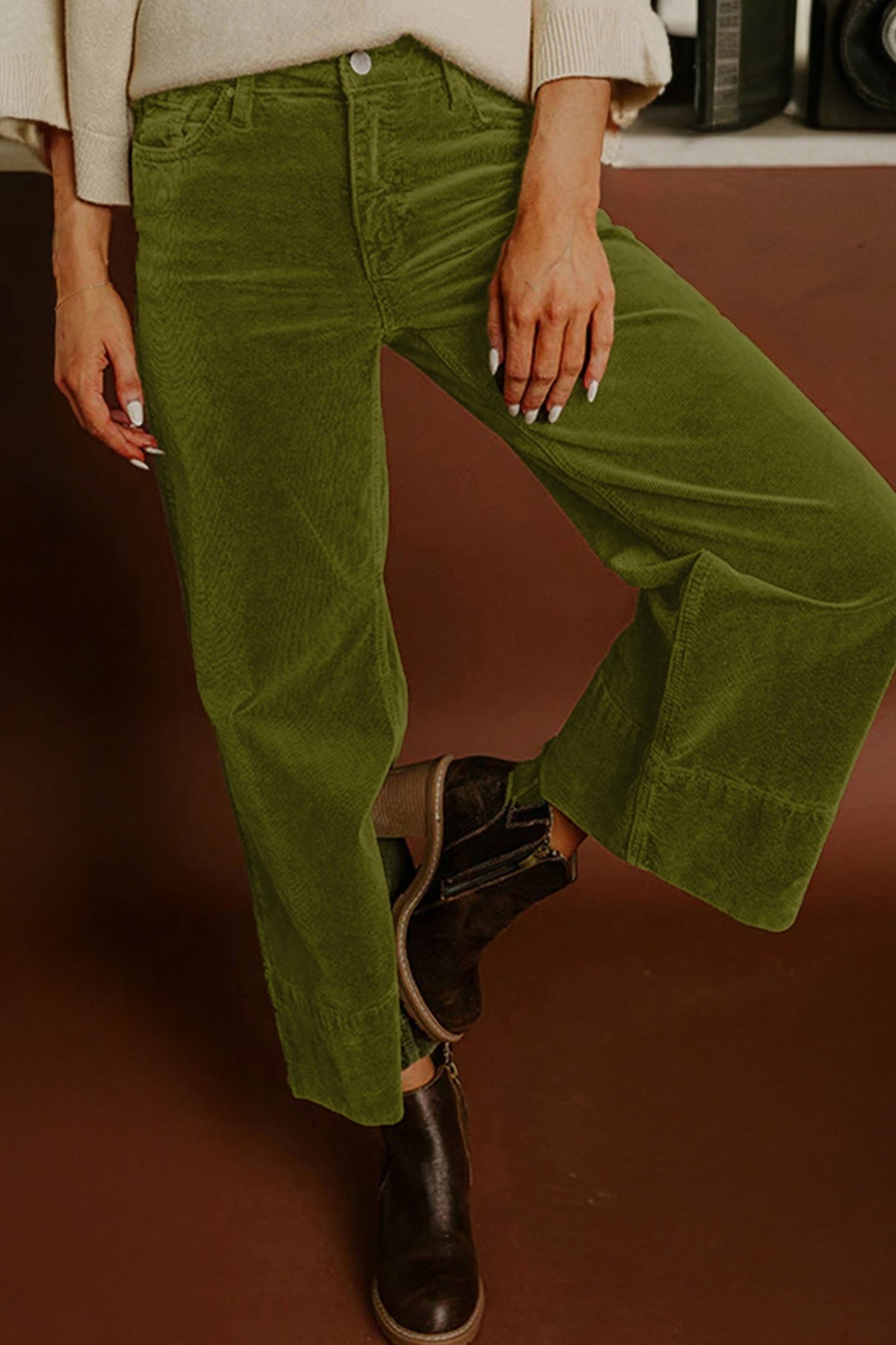 Juliette Green Corduroy Wide Leg Pants