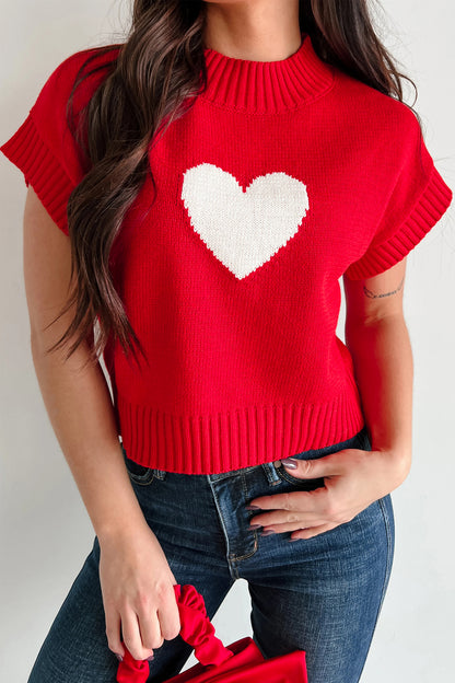 Amore Valentine Heart Short Sleeve Sweater