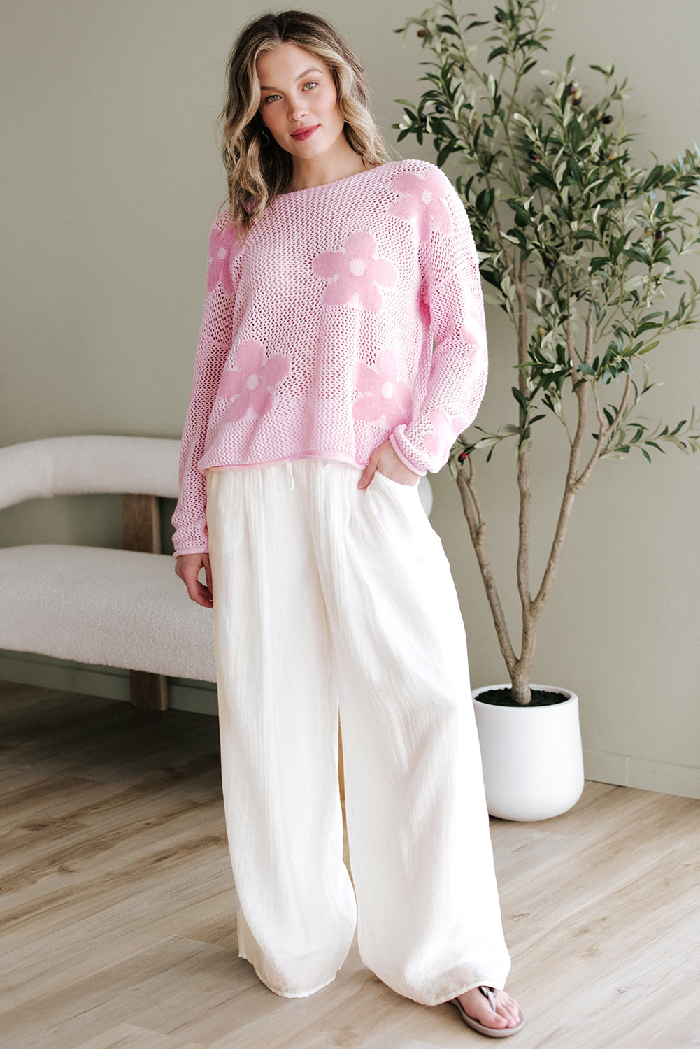 Jessie Casual Tie Waist Pleated Wide Leg Pants - Threaded Pear