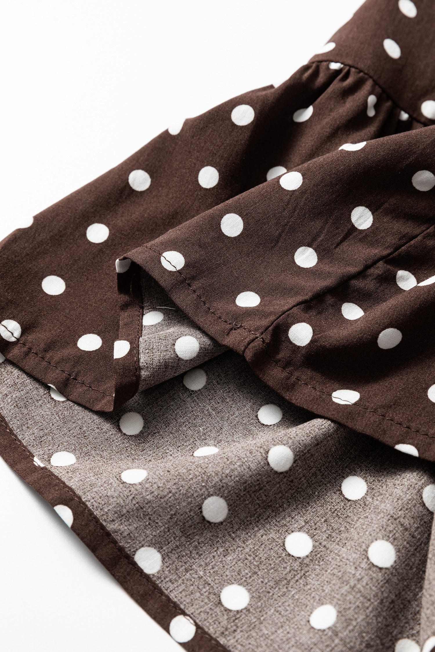 Kennedy Coffee Polka Dot Long Sleeve Mini Dress - The Gold Cactus