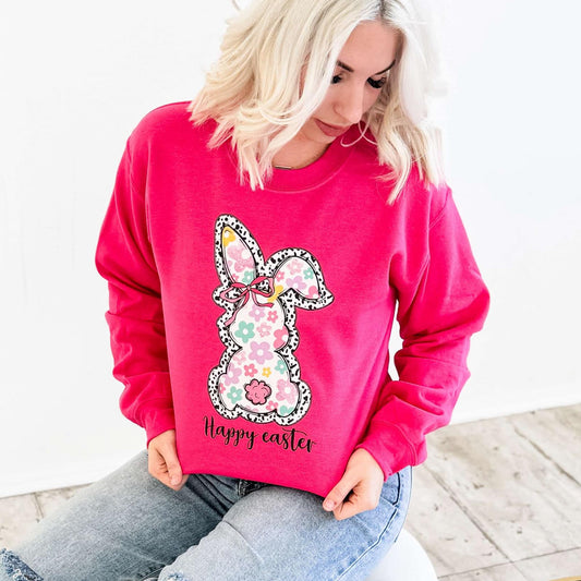 Flower Dot Bunny Graphic Sweatshirt