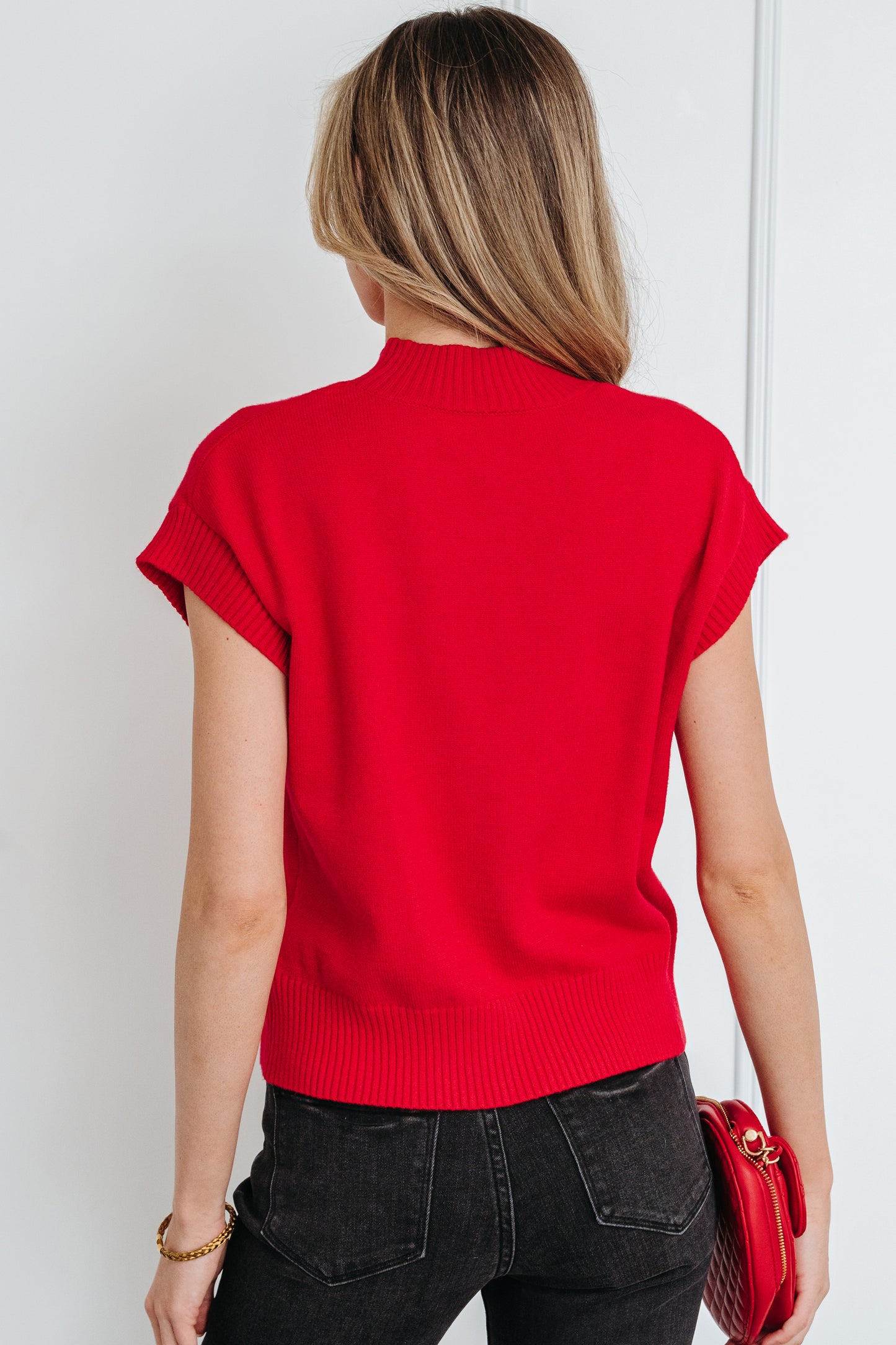 Amore Valentine Heart Short Sleeve Sweater - The Gold Cactus