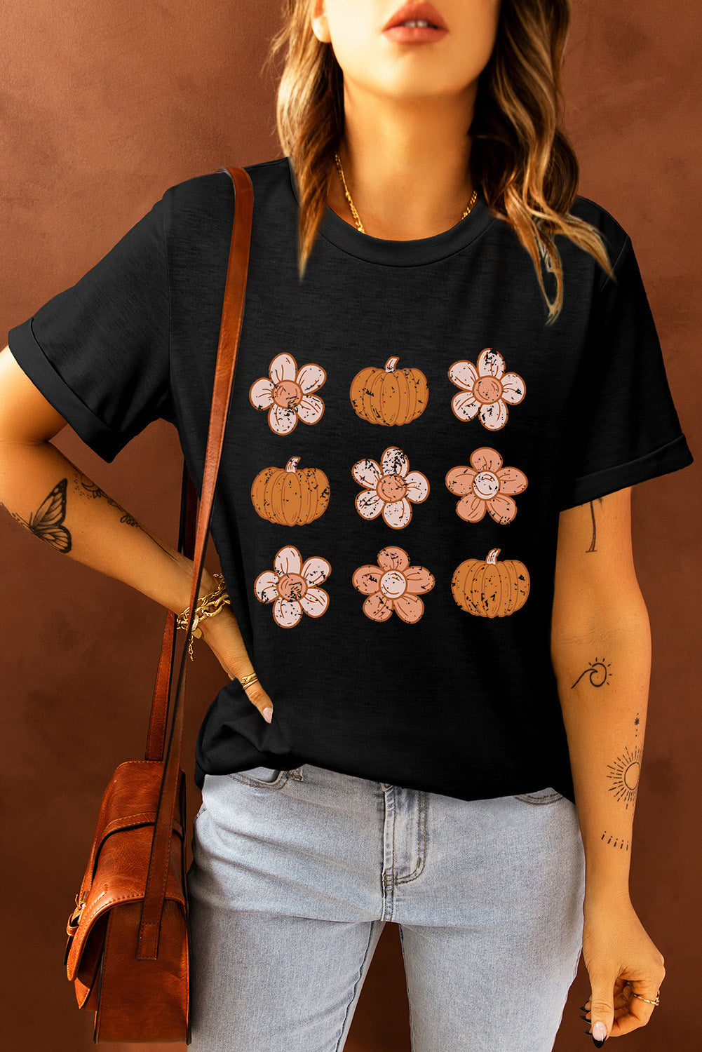 Molly Pumpkin Flower Graphic Top - Threaded Pear