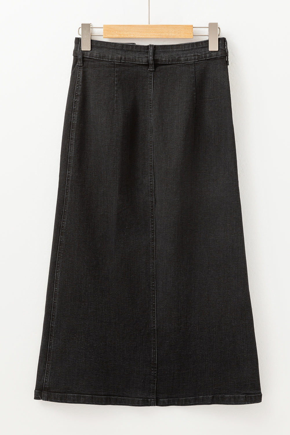 Emberlynn Button Fly Side Split High Waist Denim Midi Skirt - Threaded Pear