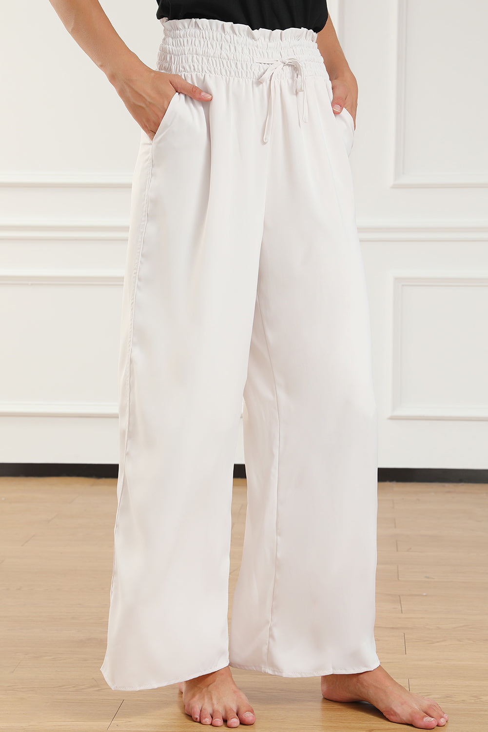 Kendra Smocked High Waist Wide Leg Pants - Threaded Pear