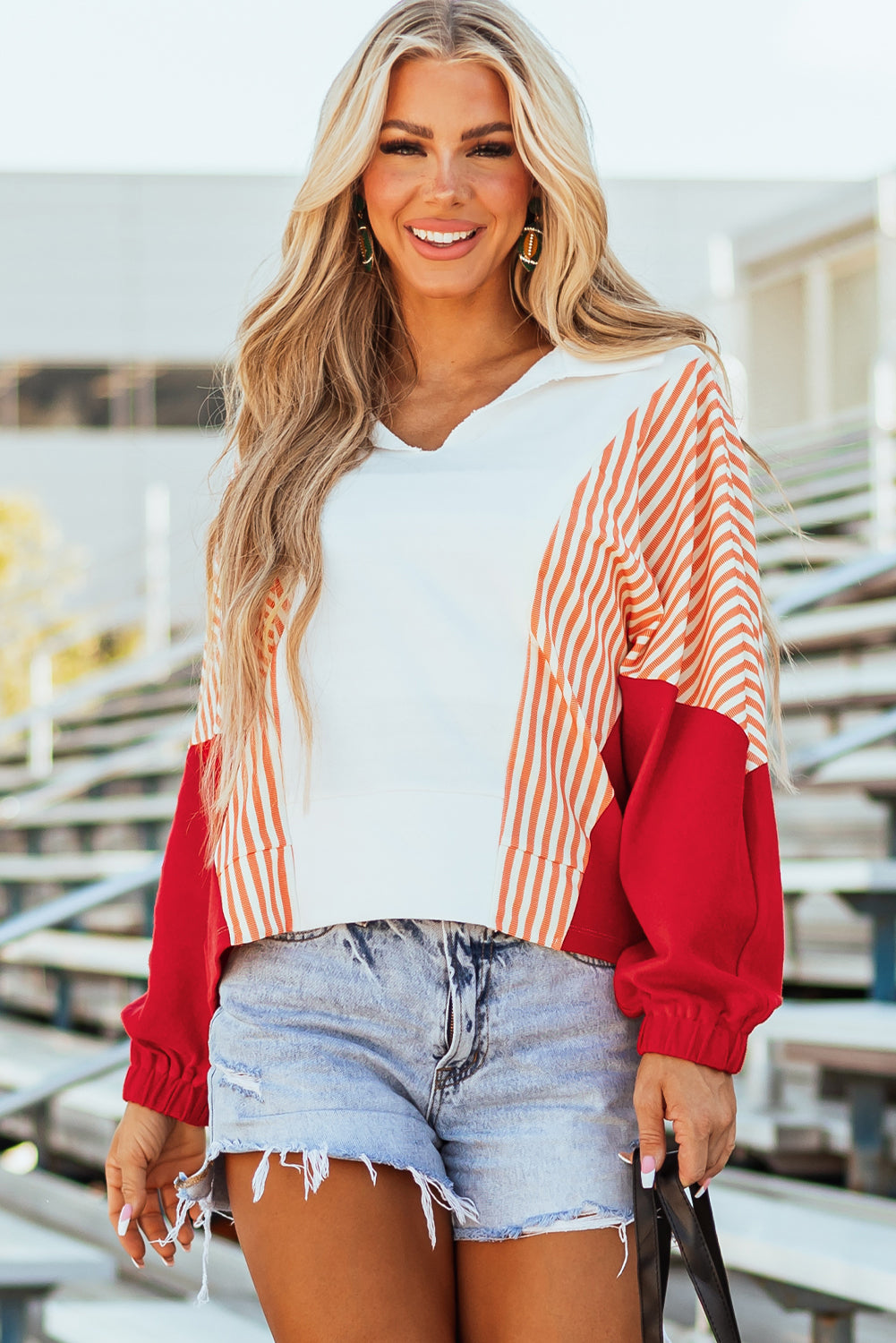 Autumn Striped Oversized Sweatshirt