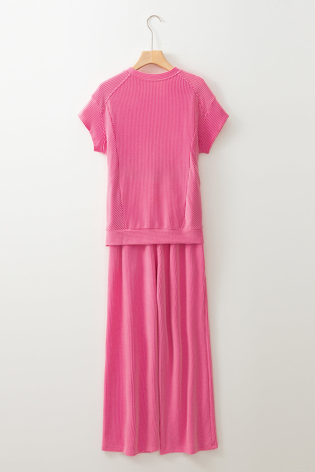 Leilany Corded Knit Short Sleeve Set - Threaded Pear