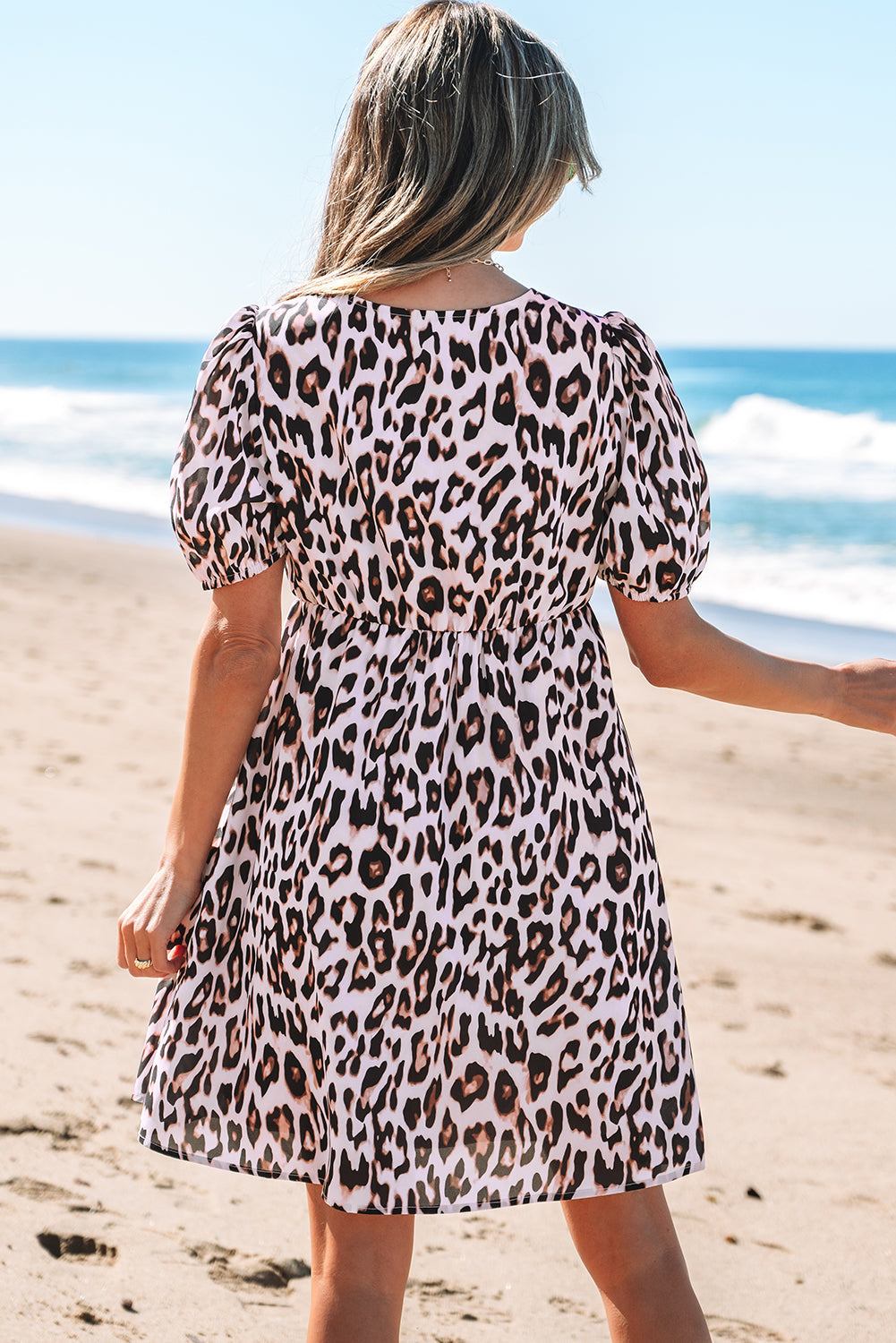 Jayleen Leopard Short Sleeve Mini Dress - Threaded Pear