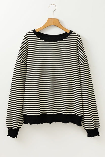 Angie Stripe Loose Drop Shoulder Long Sleeve Top