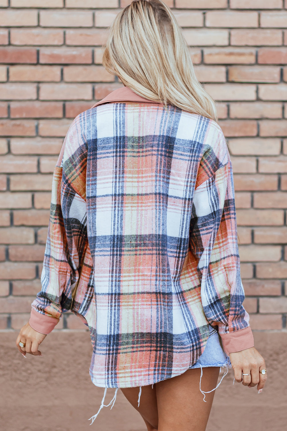 Nancy Plaid Corduroy Patchwork Shacket