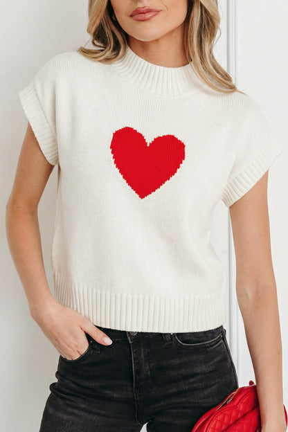 Amore Valentine Heart Short Sleeve Sweater - The Gold Cactus
