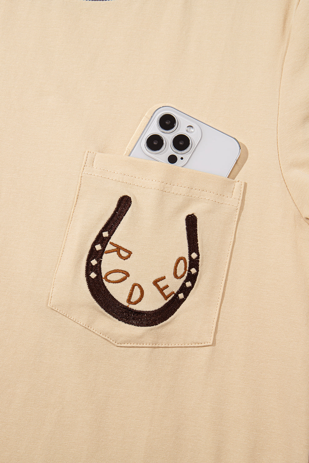 Horseshoe Embroidered Patch Pocket Tee - Threaded Pear