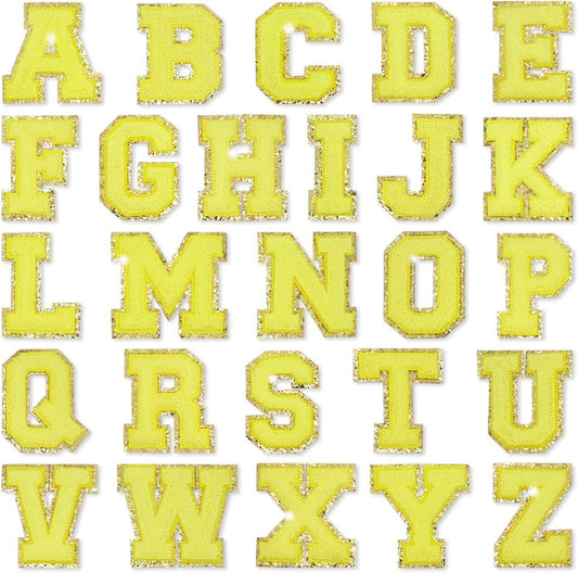 Yellow Self Adhesive Chenille Letters Patches - Threaded Pear