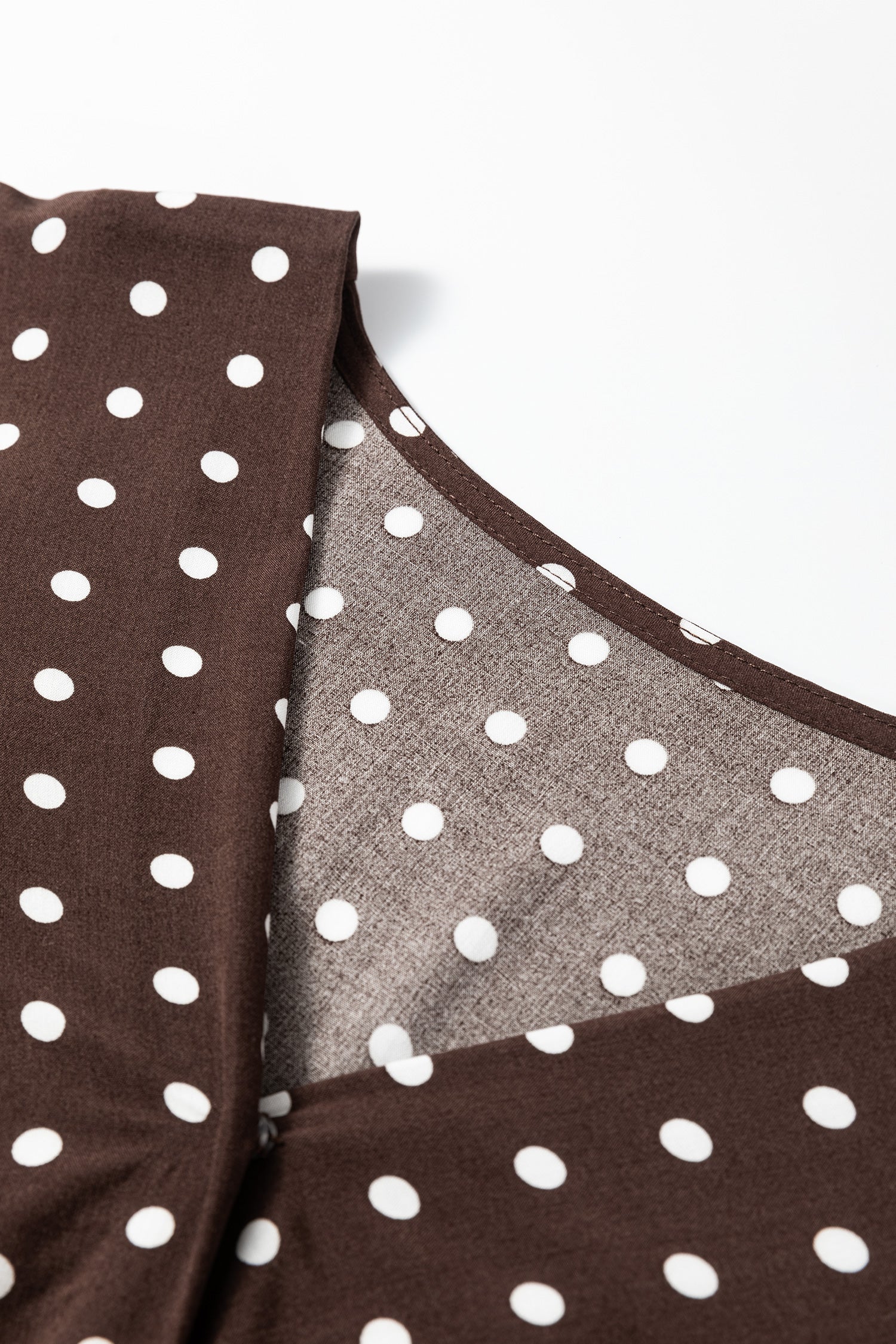 Kennedy Coffee Polka Dot Long Sleeve Mini Dress - The Gold Cactus