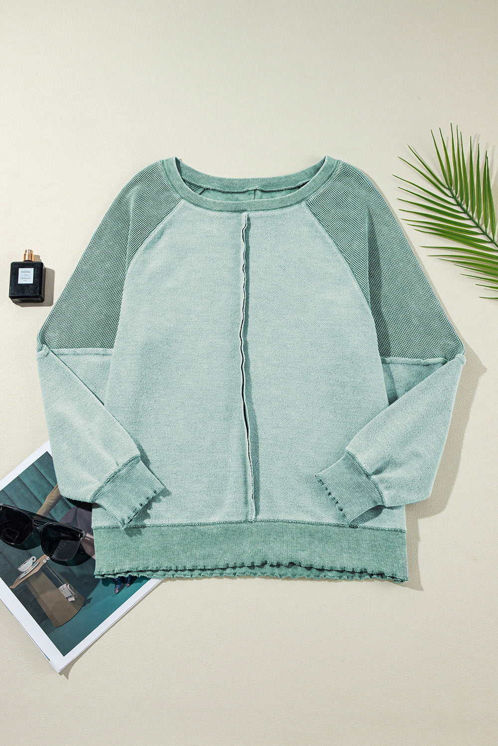 Jolie Waffle Exposed Seam Raglan Sweatshirt