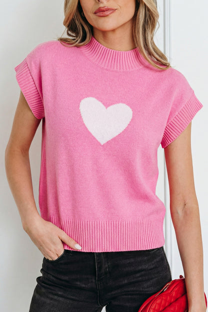 Amore Valentine Heart Short Sleeve Sweater - The Gold Cactus