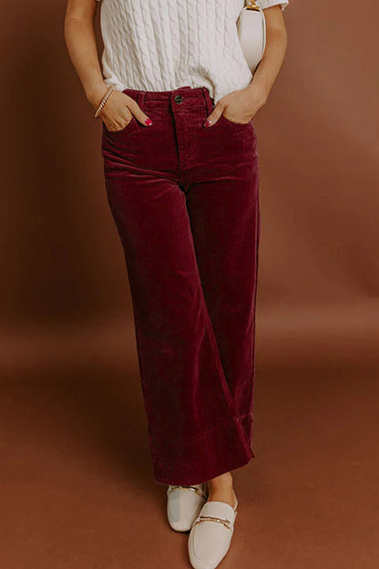 Juliette Burgundy Corduroy Wide Leg Pants