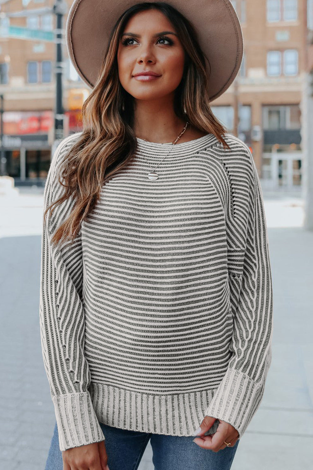 Clara Ribbed Knit Boat Sweater